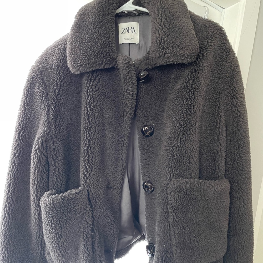 Zara brown teddy jacket